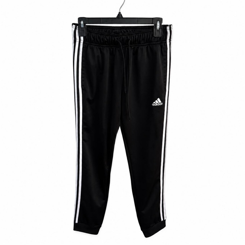 Adidas Black Track Pants Women's Size S White Stripe Athletic Joggers